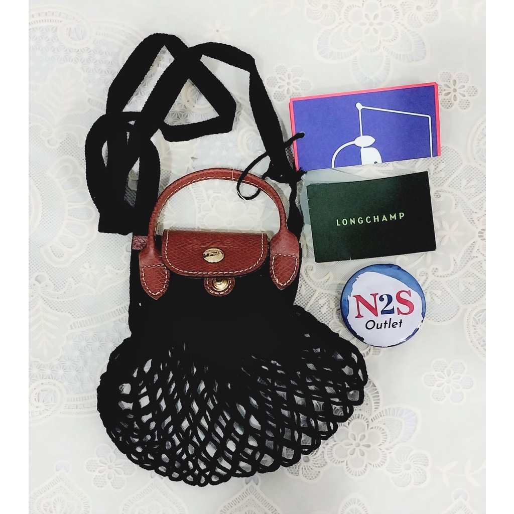 longchamp tas wanita LC 02 le pliage filet small original black