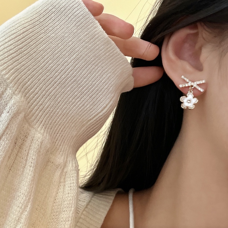 Anting Fashion Korea Jarum Perak Mangkuk Mutiara Mangkuk Anting Bunga Anting Kepribadian Kecil