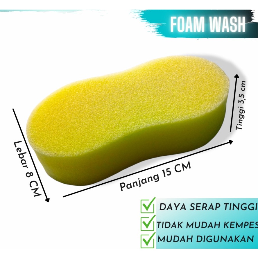 Sponge Busa Cuci Mobil Motor Kuning Busa Foam Wash Tebal Spon