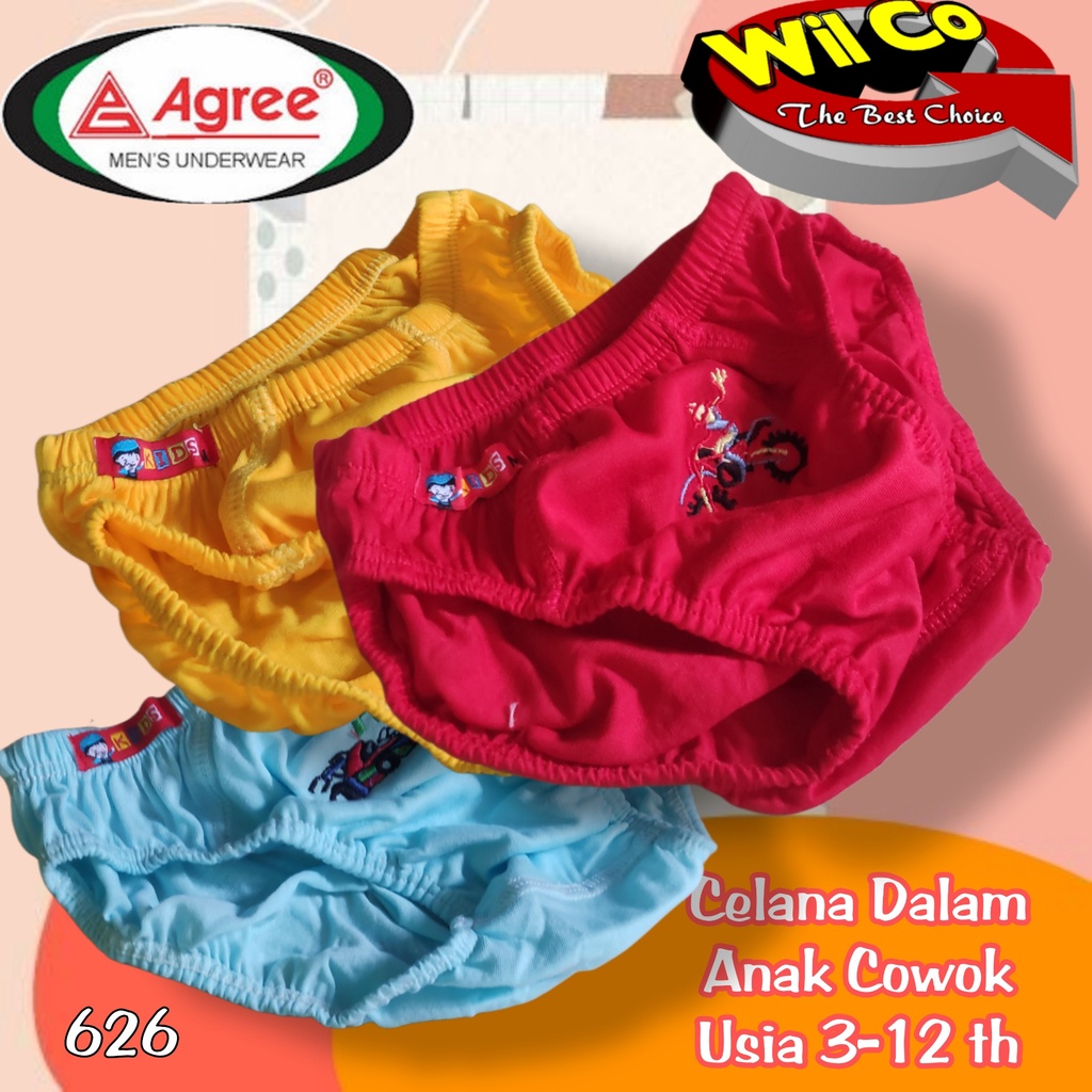 K626T - (Harga Per Box Isi 3Pcs) CELANA DALAM ANAK PAKAIAN DALAM ANAK COWOK AGREE KIDS SIZE S - XL