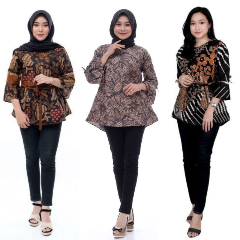 BLUSE BATIK/BATIK WANITA/BAJU BATIK UKURAN M L XL XXL