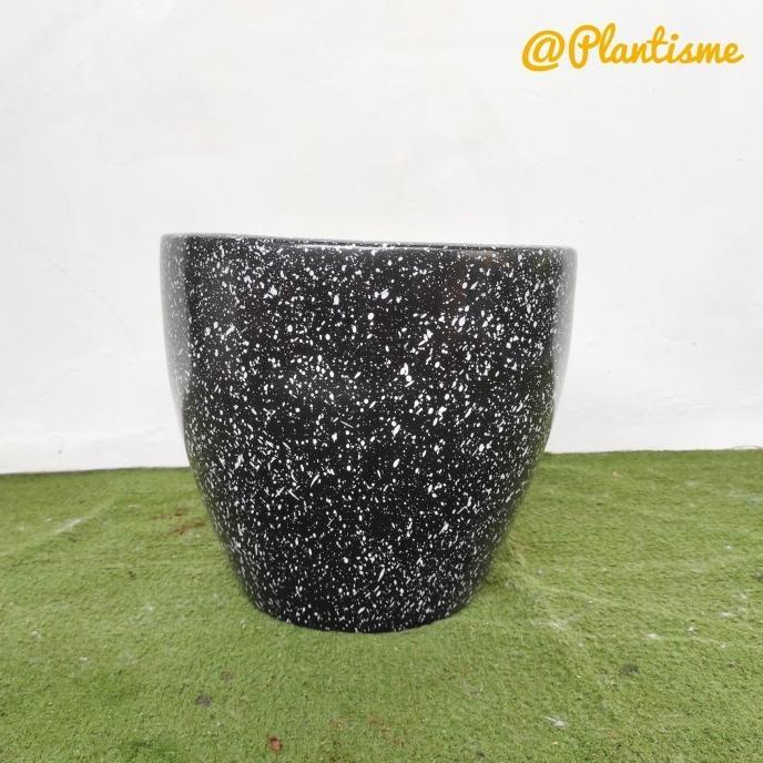 PREMIUM Pot Gerabah Tanah Liat Keramik Terrazzo Besar | Diameter 37cm