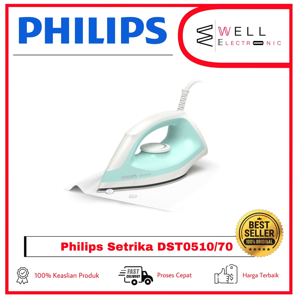 PHILIPS Dry Iron DST0510/20 DST0510/70 Tapak Non-stick Setrika Philips DST 0510