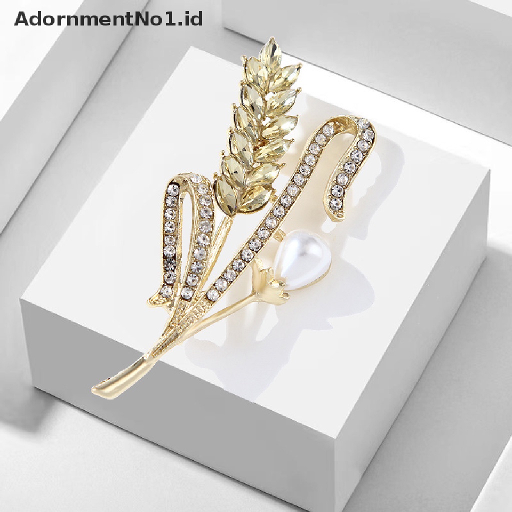 [AdornmentNo1] Golden Ear Of Wheat Bros Wanita Halus Berlian Imitasi Gandum Telinga Bros Kerah Pin Jas Bros Perhiasan [ID]