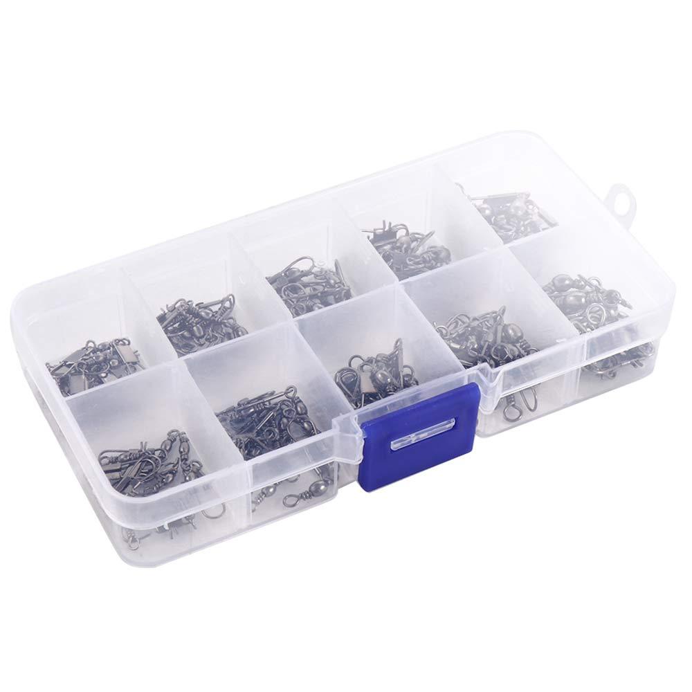 Agustinina Konektor Pancing Pin Kail Pancing Aksesoris Memancing Bearing Dengan Snap Fishhook Putar Cincin Solid Konektor Pancing Ukuran Campur Barel Rolling