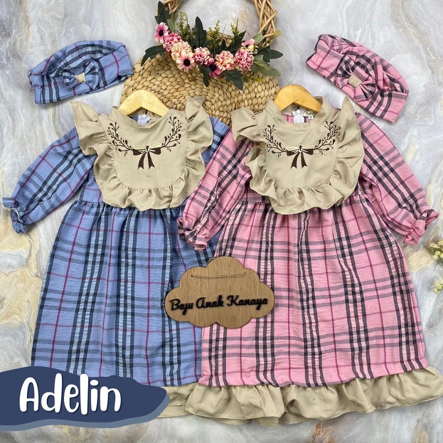 2-5TH GAMIS ANAK ADELINE LONG DRESS ANAK PEREMPUAN WITH BARET BY MYBEE