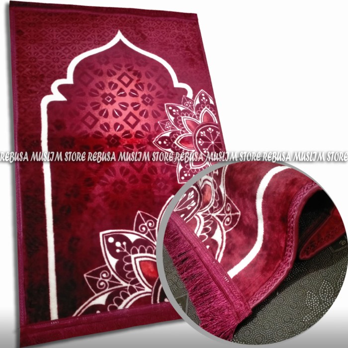 Sajadah Sajadah Turki Embos Tebal dan empuk Ukuran 110x70cm - Marun(L4S6) Sajadah Turki Tebal Sajada