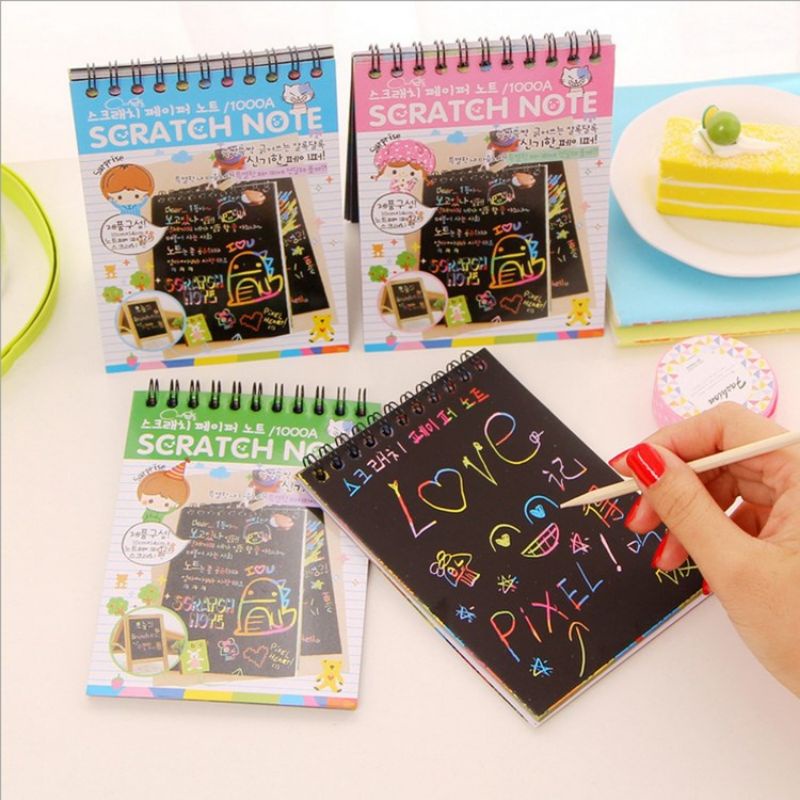 Scratch Book / Scratch Note Book Rainbow / Notebook Kertas Hitam