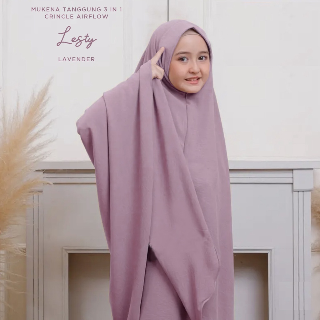 PUSAT MUKENA TASIK - MUKENA ANAK POLOS TANGGUNG 3IN1 CRINCLE AIRFLOW LESTY CRINCLE