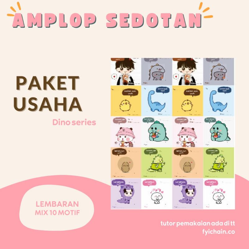 

Paket Usaha] Amplop sedotan dino series lembaran