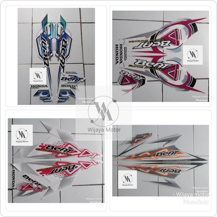sticker striping beat karbu putih    wijaya motor