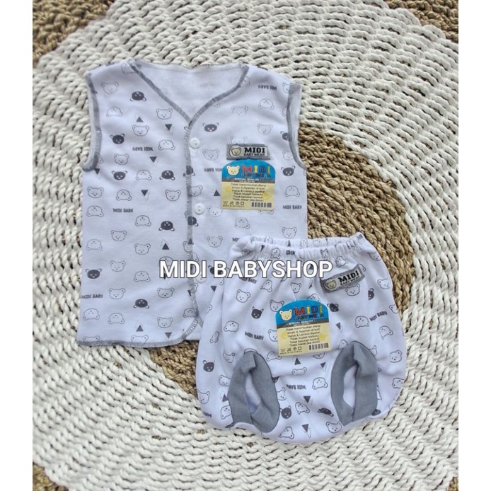 Serian Abu - 3 Stel Setelan Baju Bayi Kutung  Celana Pop Bayi 0 - 3 Bulan Grey Series Midi Babywear