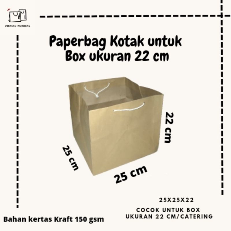 

Paperbag Kotak Tebal ukuran 25x25x22 /nasi box ukuran 22cm/catering