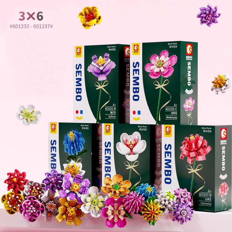 SEMBO Nano Block Building Blocks Flowers DIY Bunga Mainan Balok Toy Puzzle Bricks