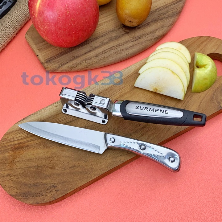 PAKET PROMO HEMAT 2RIBU Pisau Stainless 5 inch + Pengasah Pisau