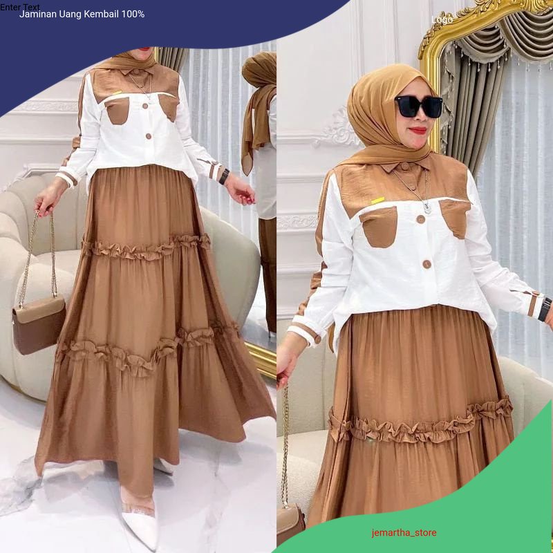 Mazaya Set Rok Crinkle Airflow Bordir Premium New set rok  Terbaru