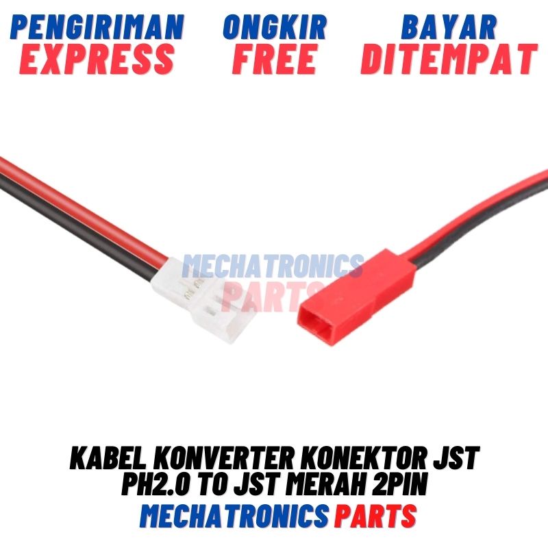 Kabel Konverter Konektor JST PH2.0 to JST Merah 2Pin Connector Converter PH2.0-JST 2P 2 Pin