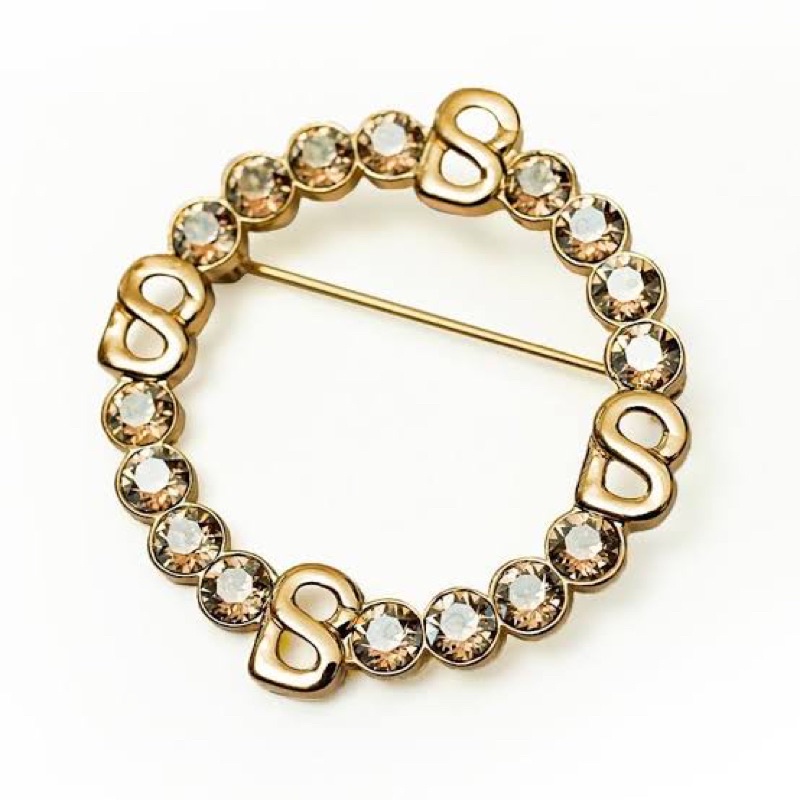 [PRELOVED] Original Buttonscarves Anna Round Brooch Ring Rose Signature Golden Gold Lavish Bros Swar