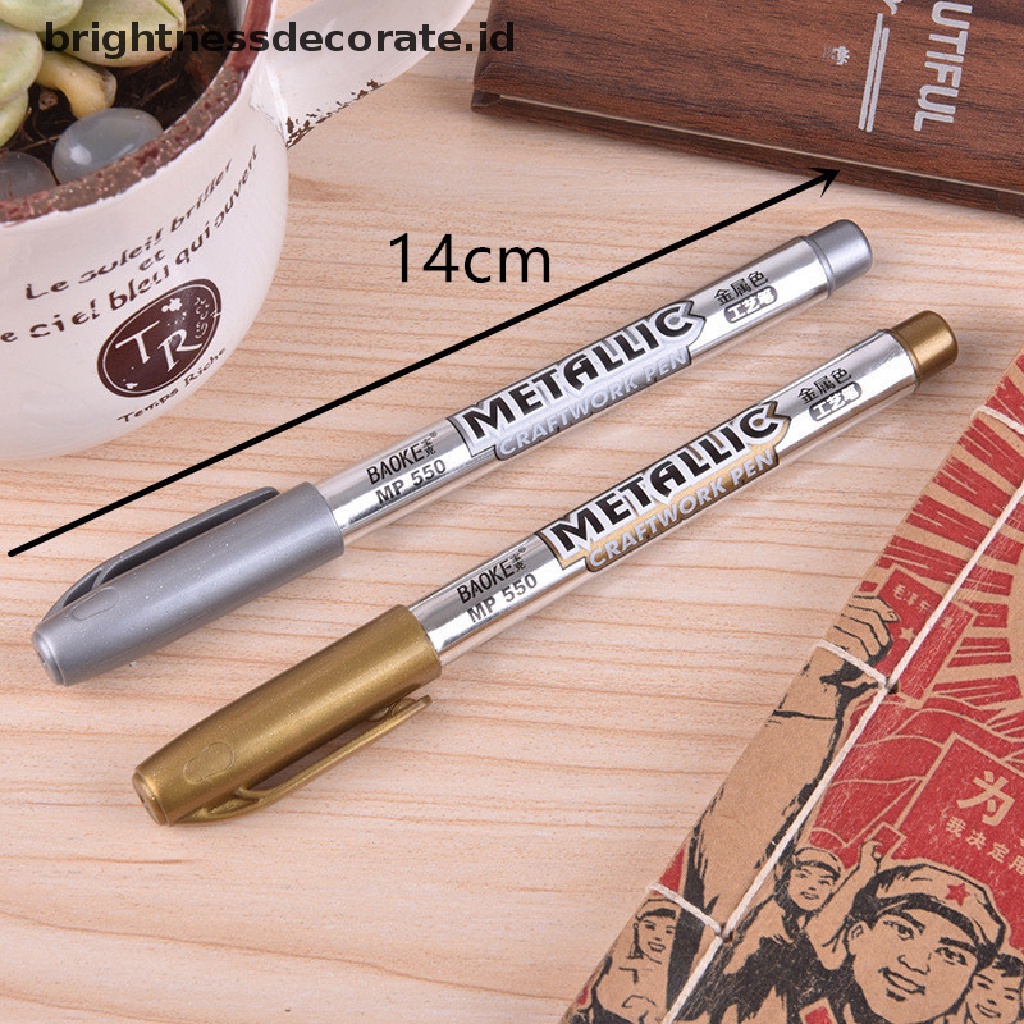 [Birth] Gold Silver Metallic Color Pen Kertas Tag Album Foto Scrapbooking Pesta Ulang Tahun [ID]