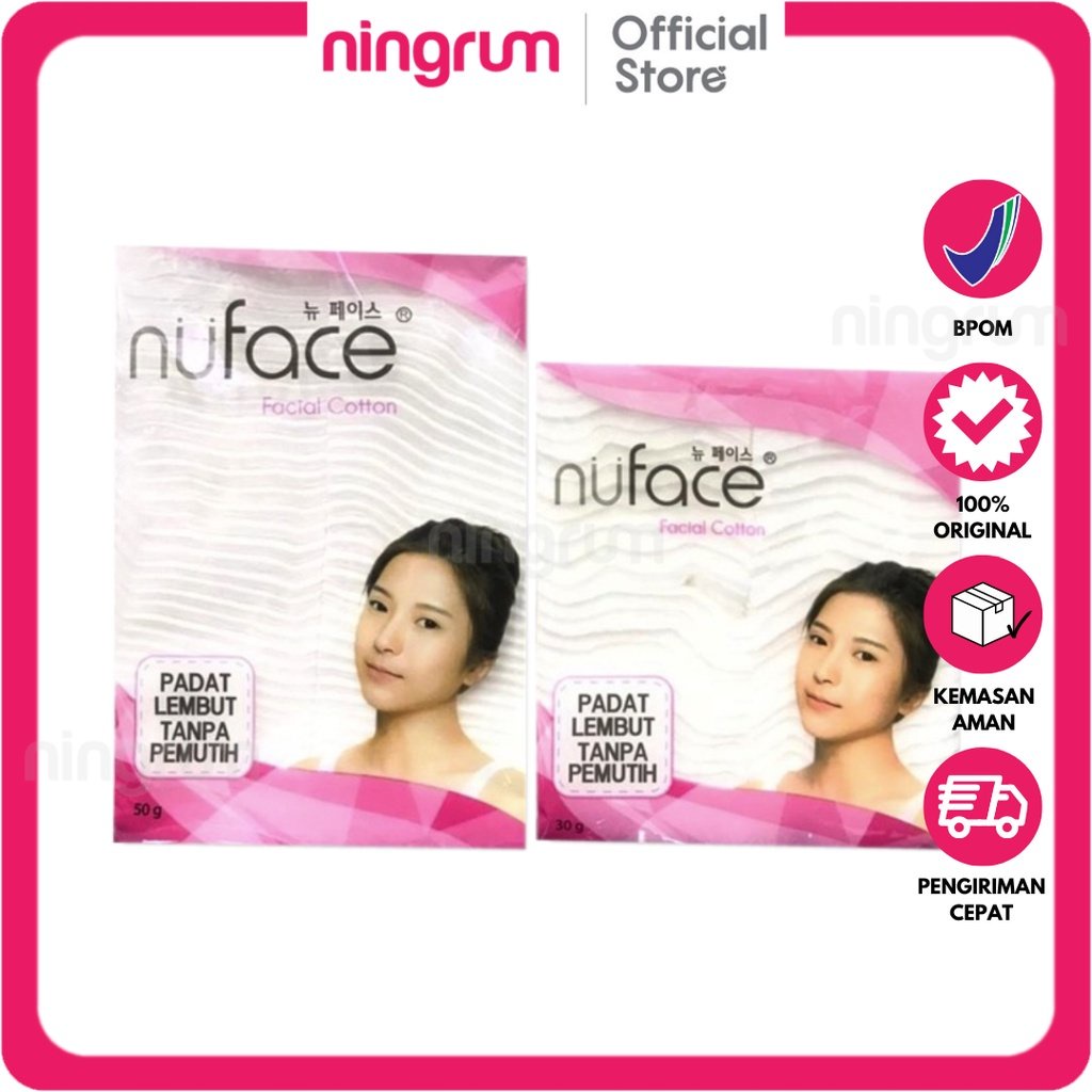 Ningrum - Nuface Facial Cotton 30gr &amp; 50g | Kapas Kecantikan Pembersih Wajah Perawatan Muka Padat Lembut Original BPOM - 8502