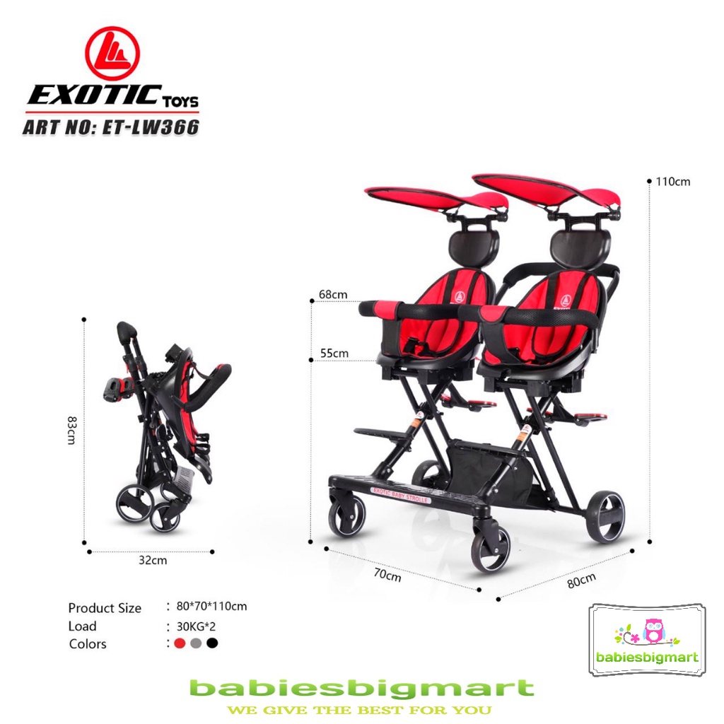 Magic Stroller EXOTIC ET LW 366 Kembar Kereta Dorong Stroler Anak New Hadap Depan Dan Belakang