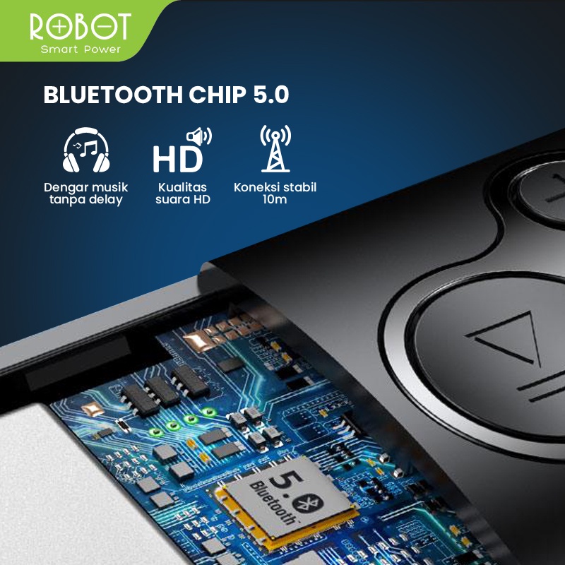 Bluetooth Receive ROBOT RS10 for Headset Earphone Compatible Jack AUX 3.5mm - Garansi 1 Tahun