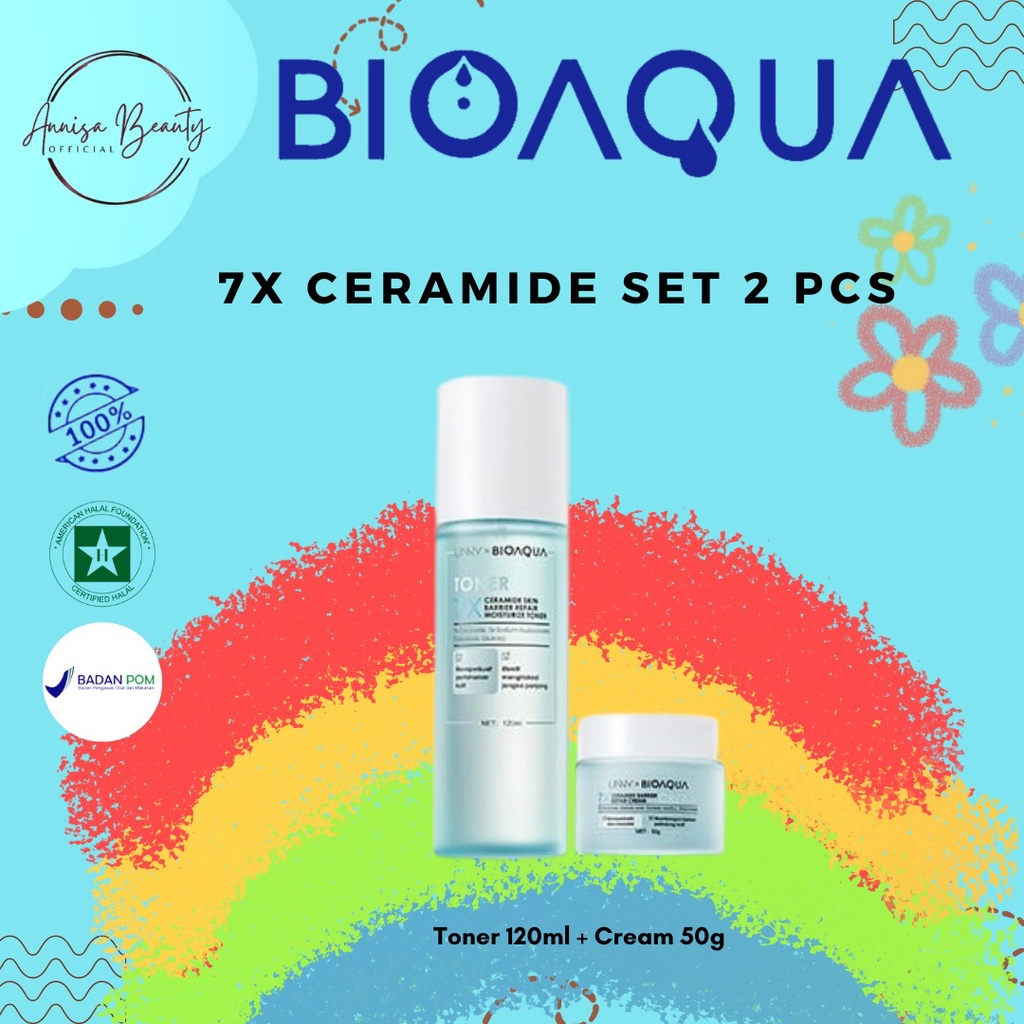 【BPOM】【100% ORI】BIOAQUA 7X Ceramide Skincare Paket Repair Barrier Set With Moisturizer Cream/Hydrating Toner/Serum Wajah/Gentle Cleanser