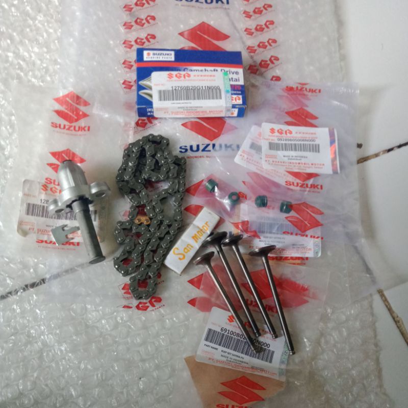 Rantai Keteng Plus Tonjokan Keteng Klep Set Seal klep Satria Fu 15 Karbu ORI Ygp.