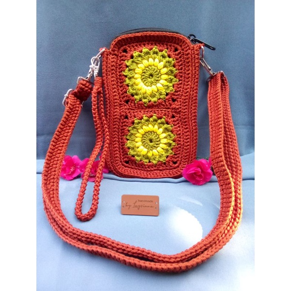 Tas selempang wanita Tas rajut hp Tas hp