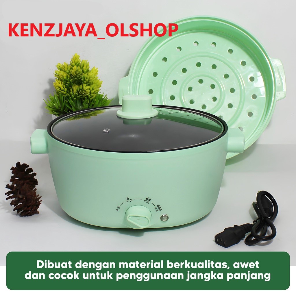 ( KJO ) Panci Serbaguna Portable Multifungsi Electric Fry Pan Anti Lengket Electric / Panci Listrik Lapisan Keramik Teflon / Electric Cooking