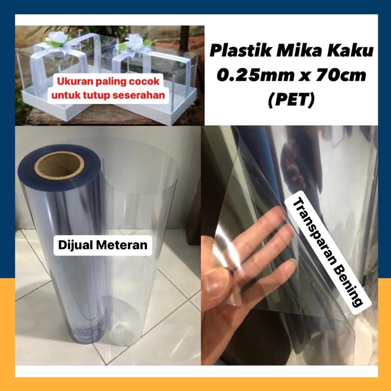 

Plastik Mika Kaku Meteran untuk Tutup Seserahan [0.25mm x 70cm] Pernikahan / Hantaran Bening PET Rigid Roll