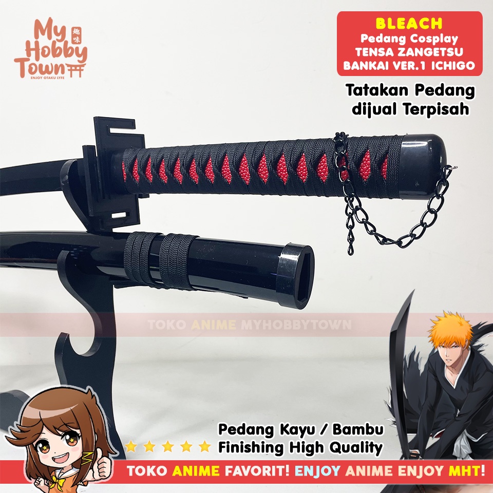 Replika Pedang Kayu Bleach Kurosaki Ichigo Tensa Zangetsu Bankai Ver 1