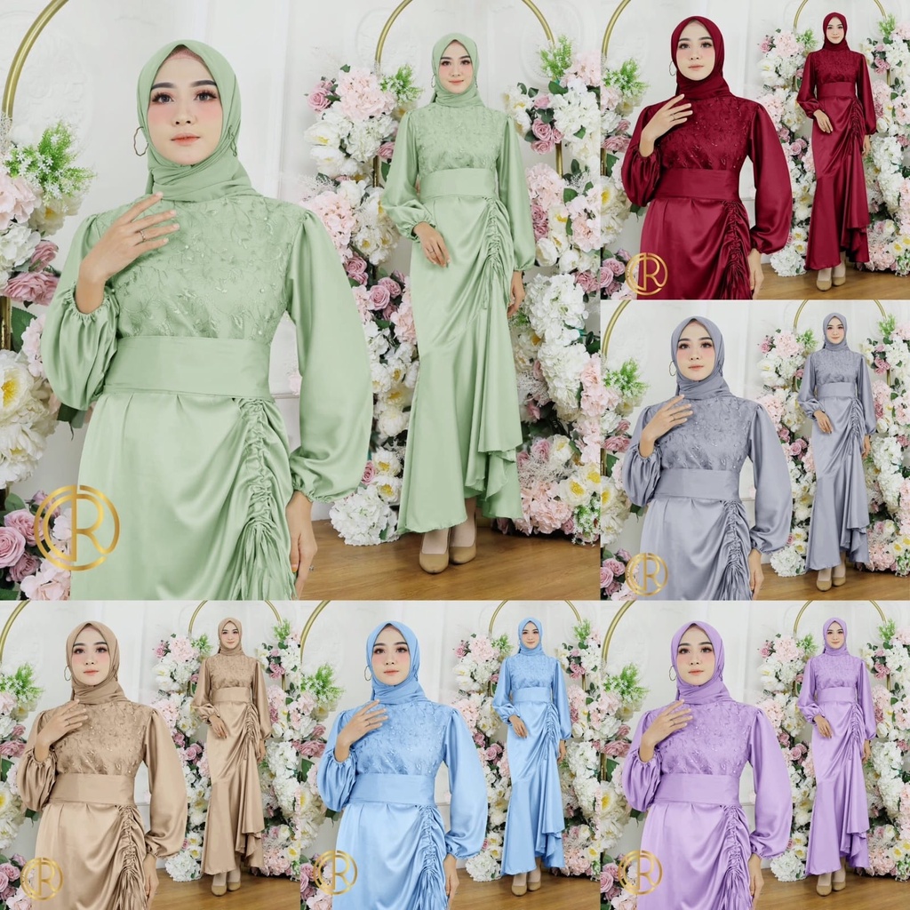 MAXI LAURA | M L XL 2XL | 6 WARNA | velvet satin brukat kaca mutiara berkualitas dress duyung maxi g