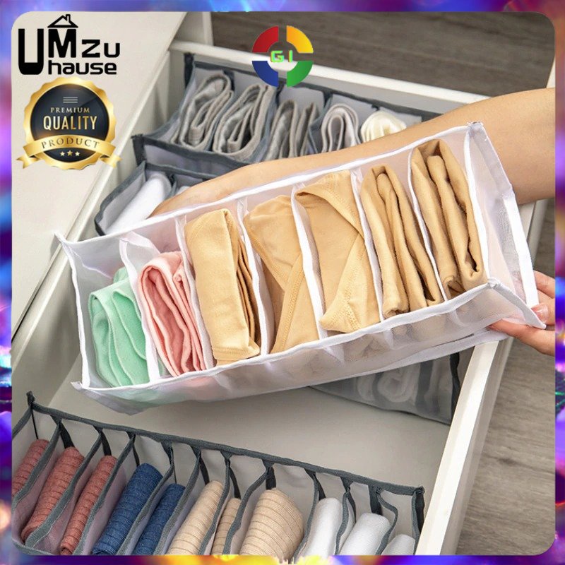 Kotak Sekat Pakaian Dalam Organizer Storage Bra Box 7 Lapis Gray COD