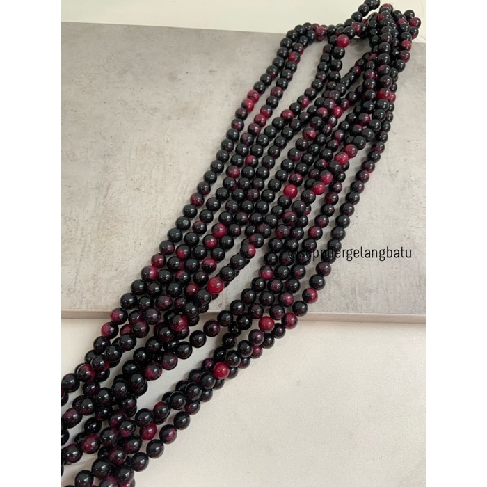 bahan batu BLACKPINK CARNELIAN 8mm bongkah akik natural hitam pink