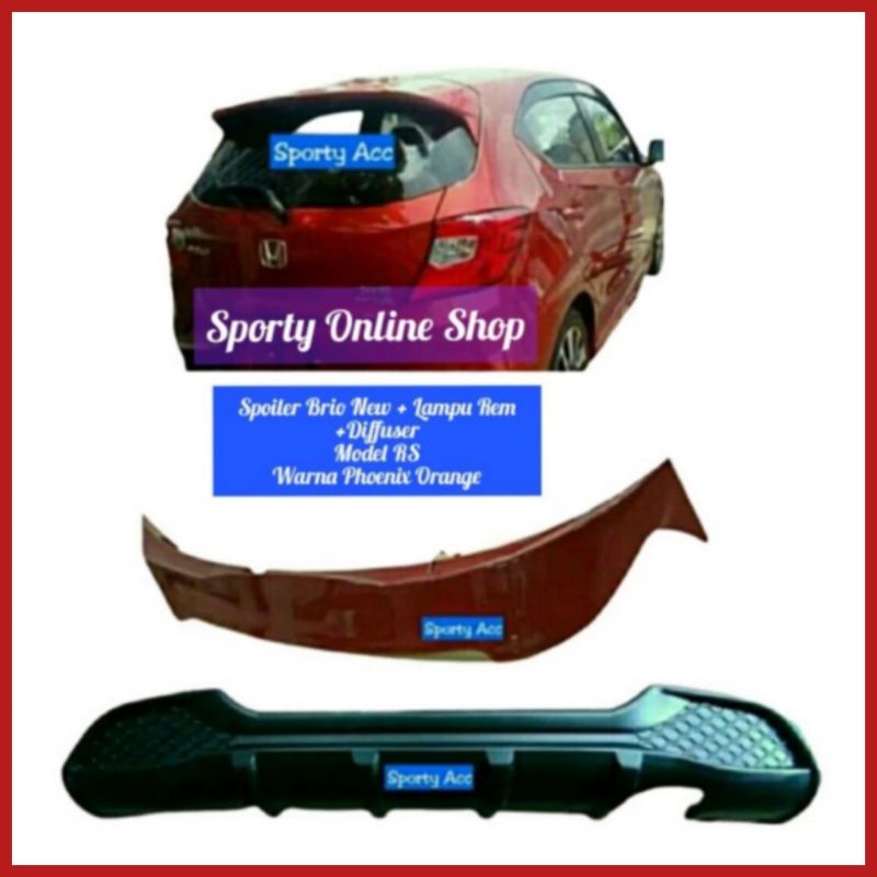 Paket Spoiler Sayap Mobil Brio 2018up Model RS + Diffuser