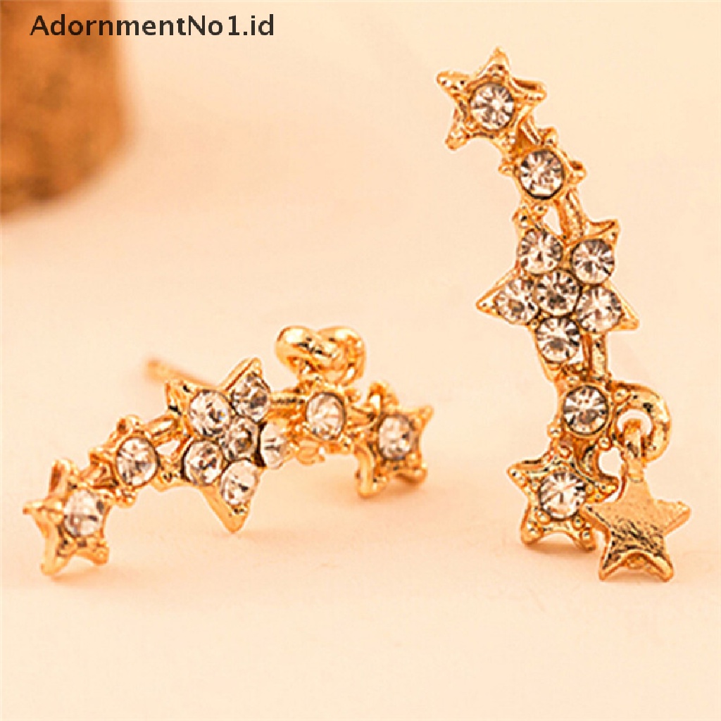 [AdornmentNo1] Bintang Kristal Berlian Imitasi Ear Stud Earring Eardrop Anting Wanita Perhiasan Fashion [ID]