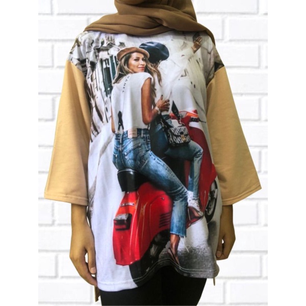 KAOS OVERSIZE WANITA PIGUIN VESPA SUBLIM