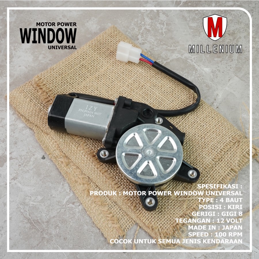 MOTOR POWER WINDOW MOBIL 4 LUBANG BAUT KANAN / KIRI GIGI 8 UNIVERSAL