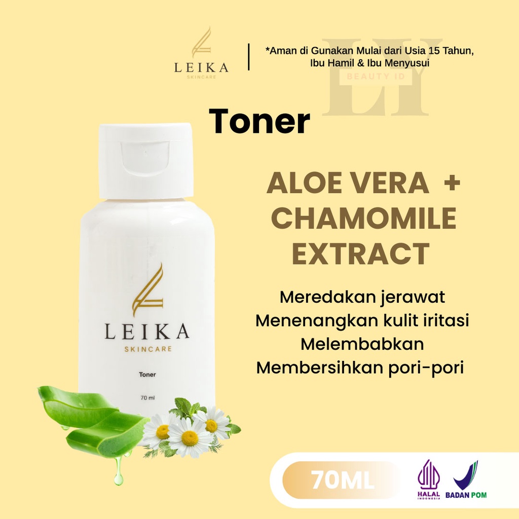 Leika Skincare Toner 70ml Membantu Meredakan Kulit Berjerawat Resmi BPOM