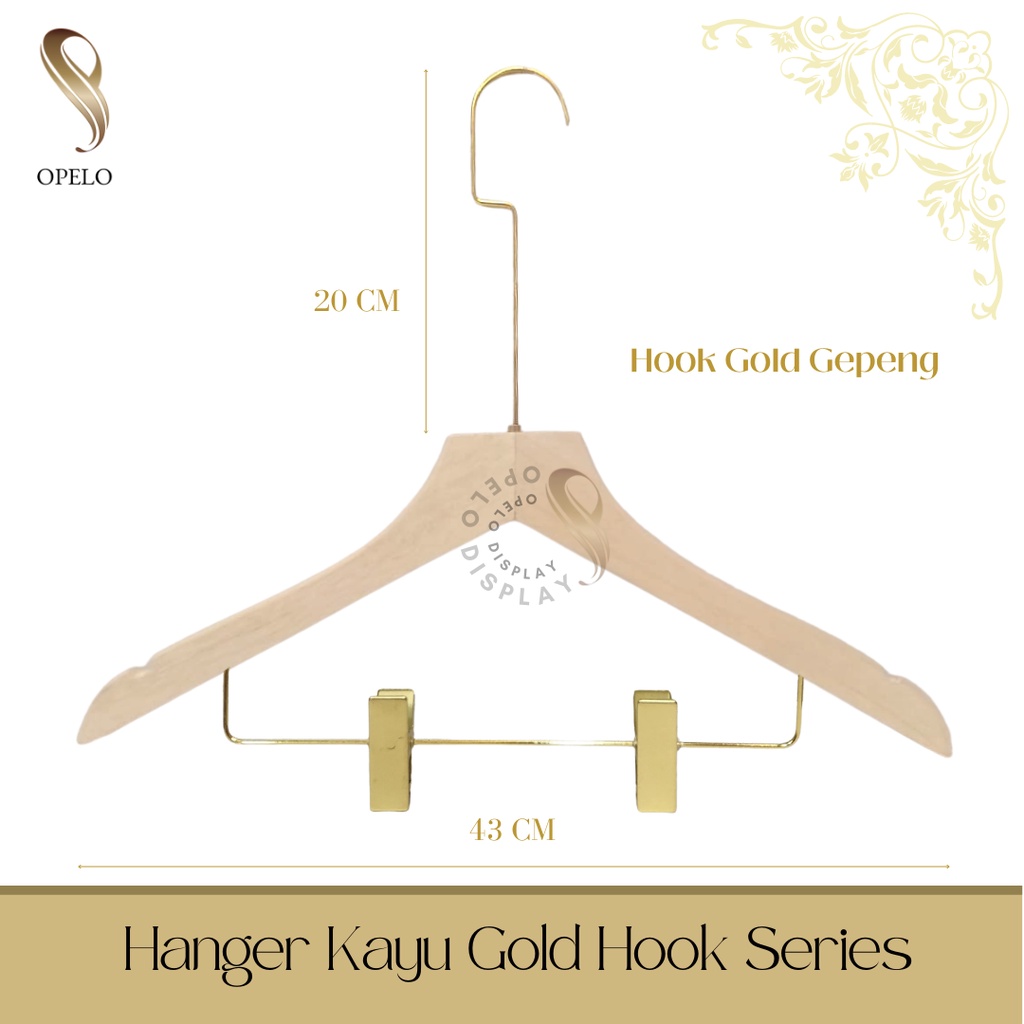 HANGER JEPIT KAYU DEWASA GOLD PREMIUM ( BOTTOM )