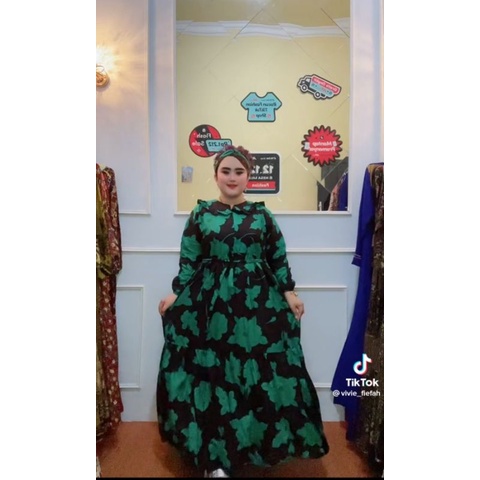 Gamis Rayon Bunga Krah