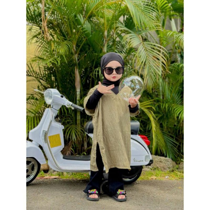 MOANA LONG SQUARE DRESS 2-4 tahun dress anak perempuan crinkle