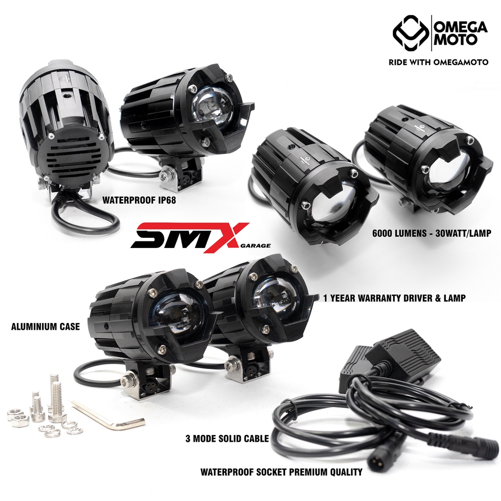 GARANSI 1 TAHUN - OMEGAMOTO M5 lampu tembak 30 watt premium D2 laser putih kuning hi low by senlo om