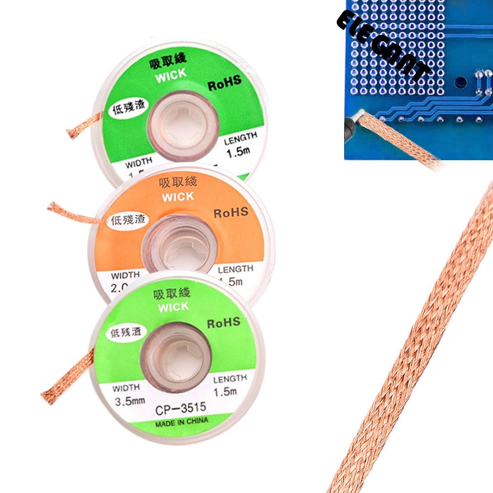 ELEGANT 5 Sizes Desoldering Wick Good Absorbability Wick Wire Braid Solder Remover Solder Wire Welding Tool Length 1.5M Desoldering Supplies Metalworking Repair Tool