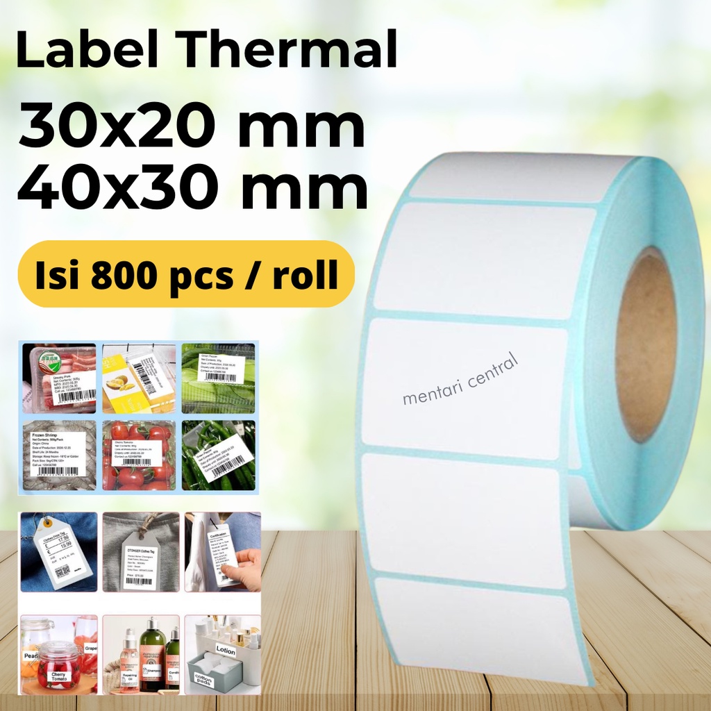 Label Thermal 40x30mm &amp; 30X20mm  mm (1 LINE) Kertas Sticker Receipt Printer Barcode Xpinter  isi 800 pcs