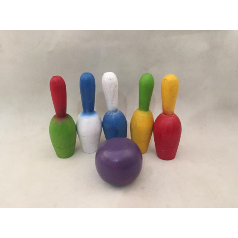 Bowling Kayu | Mainan Edukasi Anak | Bowling Warna warni