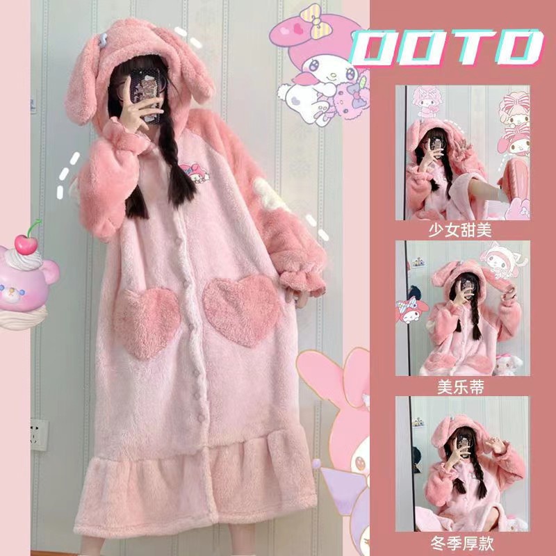 BAJU KOSTUM ONESIE PIYAMA SANRIO MELODY PINK CINNAMOROLL LOTSO KUROMI HELLO KITTY YUKATA MODEL DRESS GAUN ROK KIGURUMI COSPLAY PESTA IMPOR