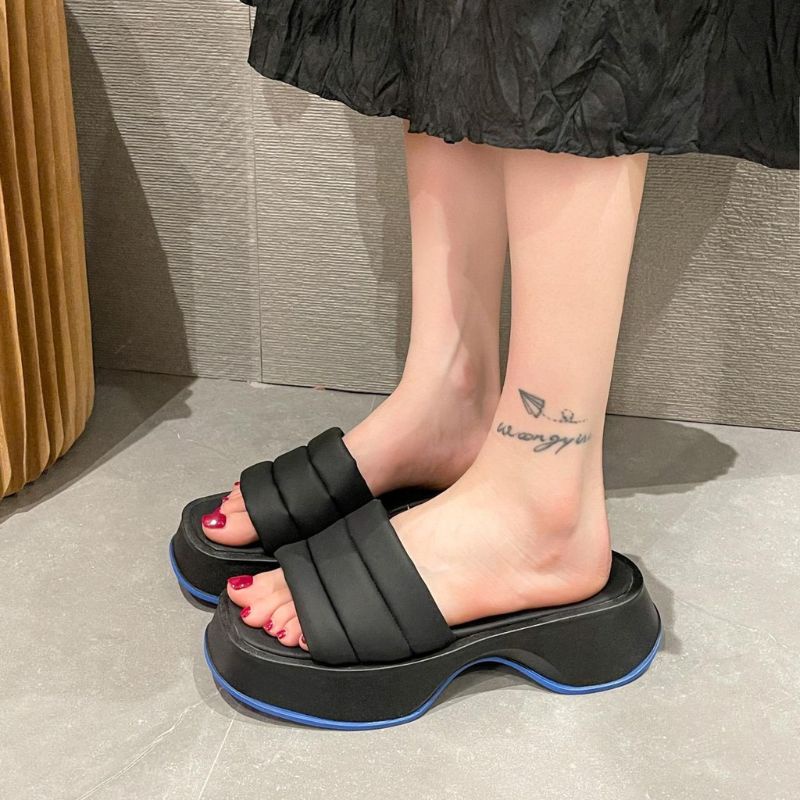 2113 Sandal wedges wanita import sandal slip on korean style kekinian