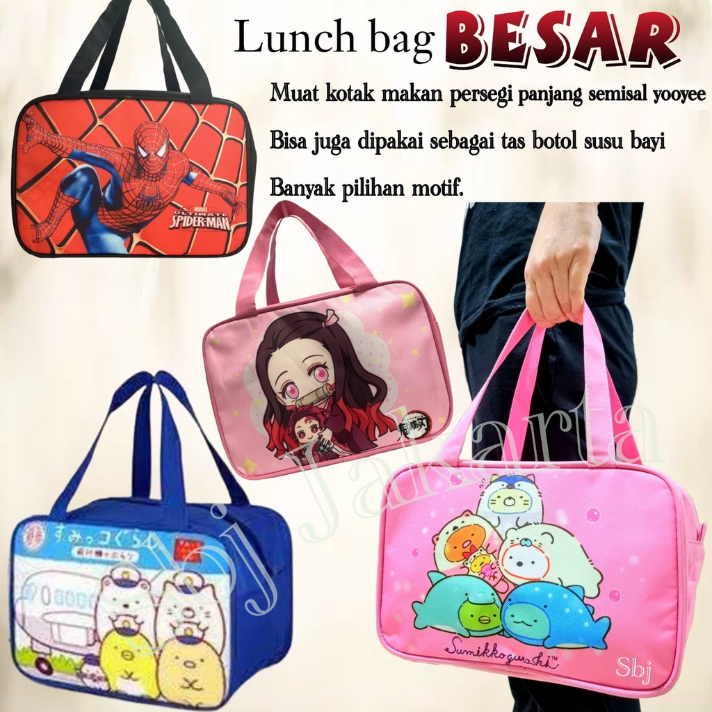 Lunch bag Tas bekal Tas botol susu Insulated lunch bag Sumiko Sanrio Ukuran besar TOP